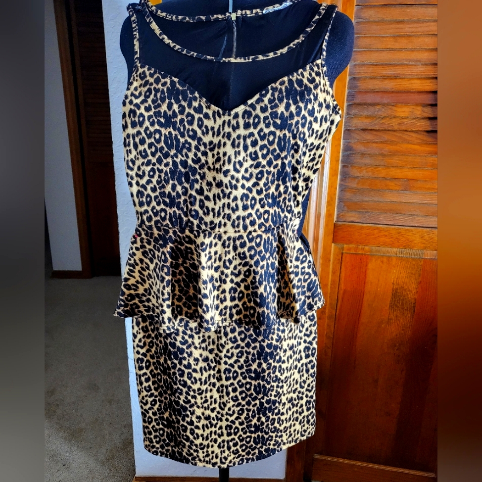 Leopard Print Mini Dress. With Sheer Back.